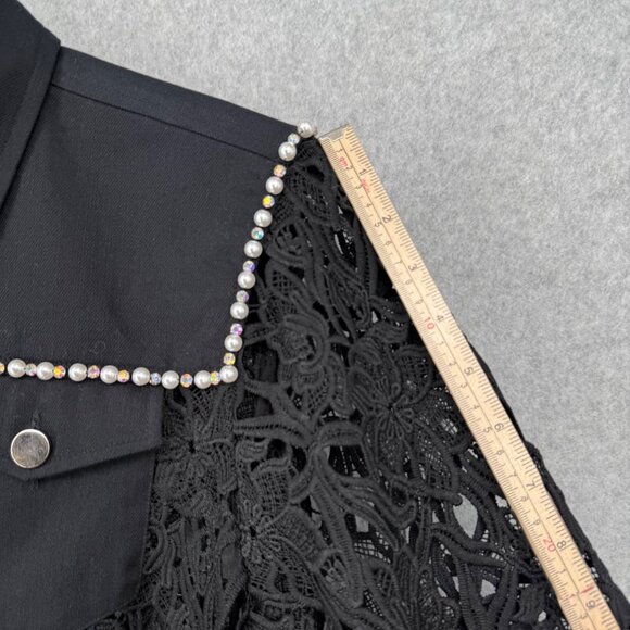 Boston Proper Lace Western Jacket Size XL Black Rhinestone Pearl Embellished EUC - Picture 12 of 13